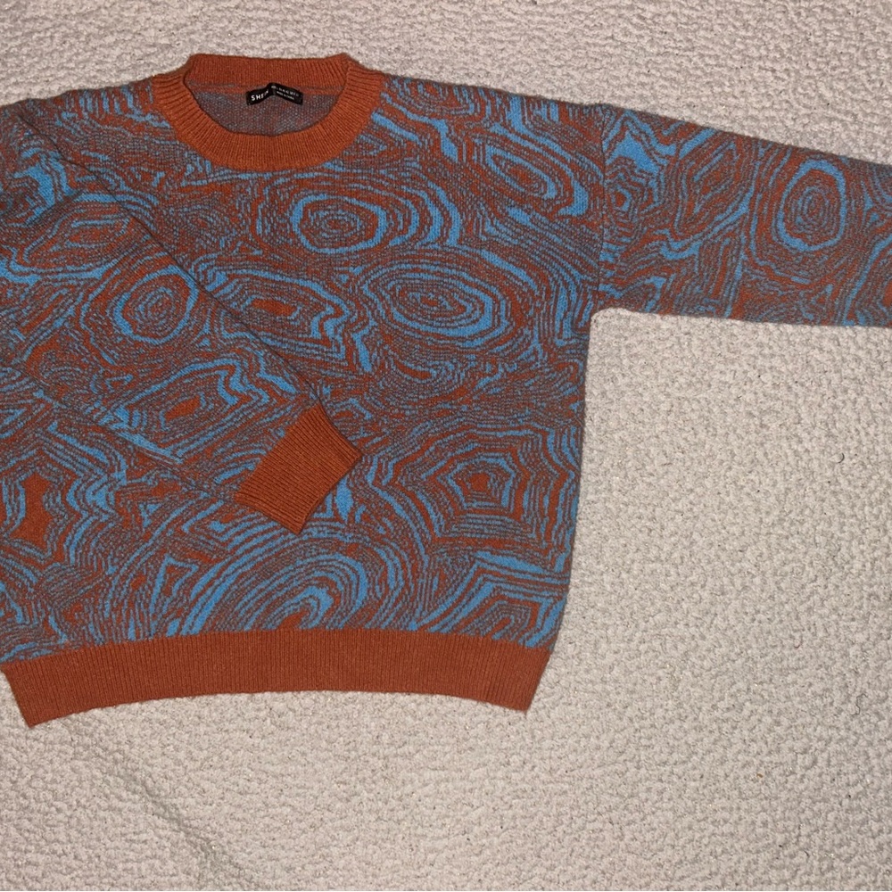 SHEIN Woman’s Rust and Teal Crewneck Sweater